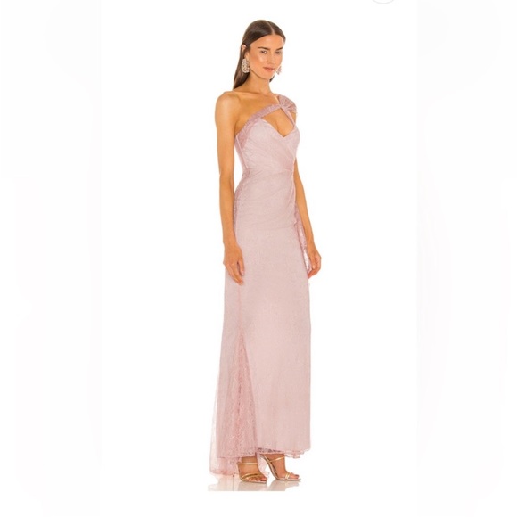 Brand new Michael Costello x Revolve pink lace gown - wedding guest/prom dress - Picture 1 of 6